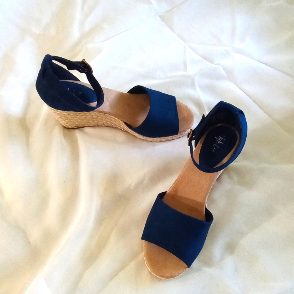 Navy Blue Espadrilles Wedge Sandals (Very good condition)😍